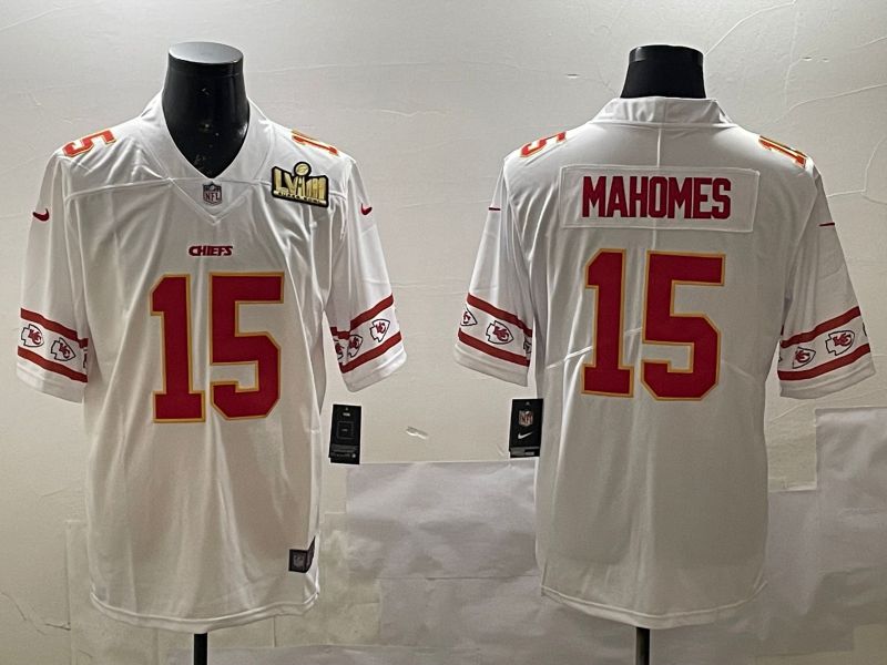 Men Kansas City Chiefs #15 Mahomes White 2025 Nike Vapor Limited NFL Jersey style 12